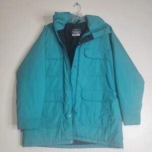 WOOLRICH Vintage Womens Puffer Parka Jacket  Green Teal Insulated Hoodi jacket